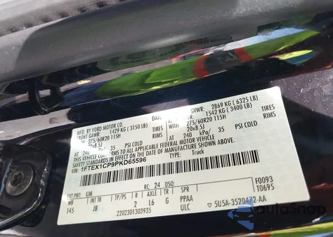 2023 Ford F-150 Xl from USA, damaged, VIN 1FTEX1CP9PKD65596